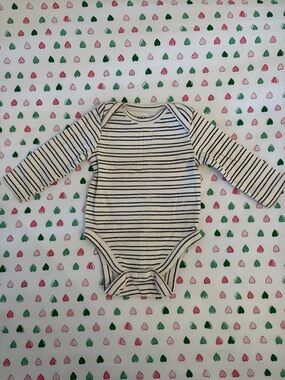 Old Navy Cream and Navy Striped Long-Sleeve Baby One-Piece